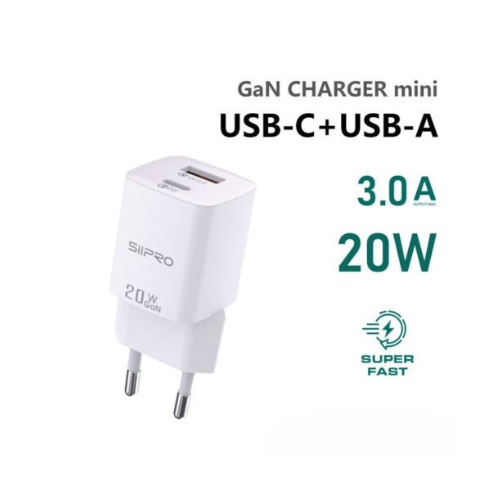 Cargador Mini USB-C + USB-A