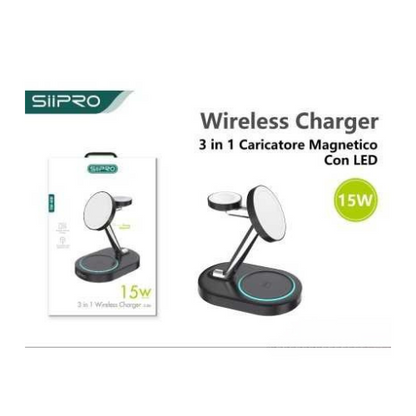 Wireless Charger 3 in 1 with Led 15W